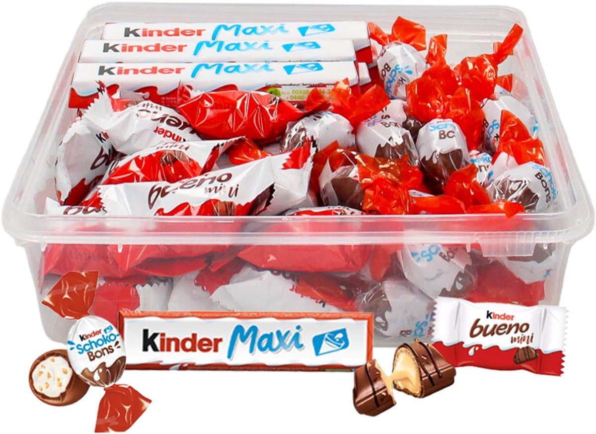 Kinder chocolade mix: Kinder Maxi, Schokobons & Bueno Mini - 623g (EAN: 5404038627270)