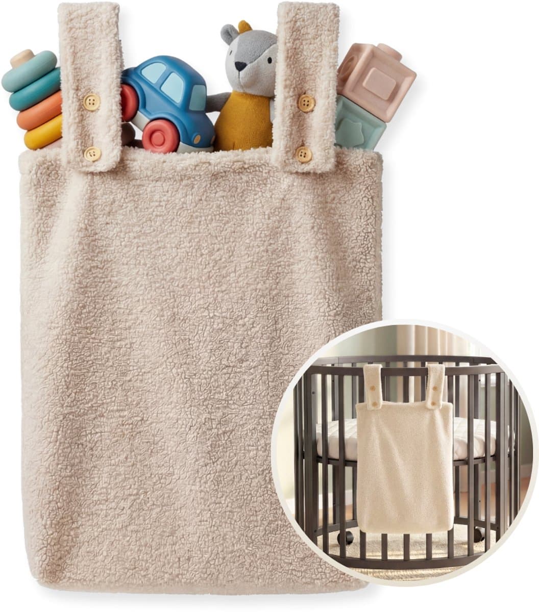 Funnies Boxzak Teddy Stof - Soft Beige - 65x40 cm - Boxopbergzak voor Box & Babykamer - Zachte Teddy Opbergzak voor Speelgoed, Knuffels & Accessoires (EAN: 8721429200384)