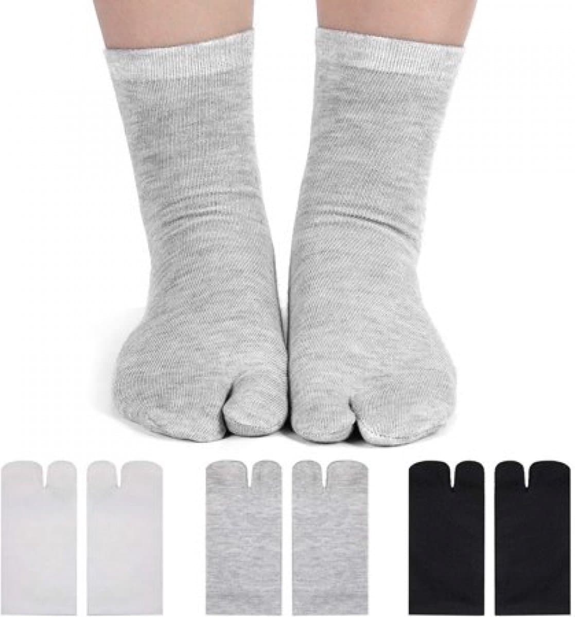 3 paar - Tabi Sokken Set - Wit - Zwart - Grijs - Unisex - Grote Teen Sok Dames 36/42 - Big Toe Sock - Teen sokken - Unisex - Maat One size (EAN: 9193396322670): Wat is er zo speciaal aan deze tabi sokken