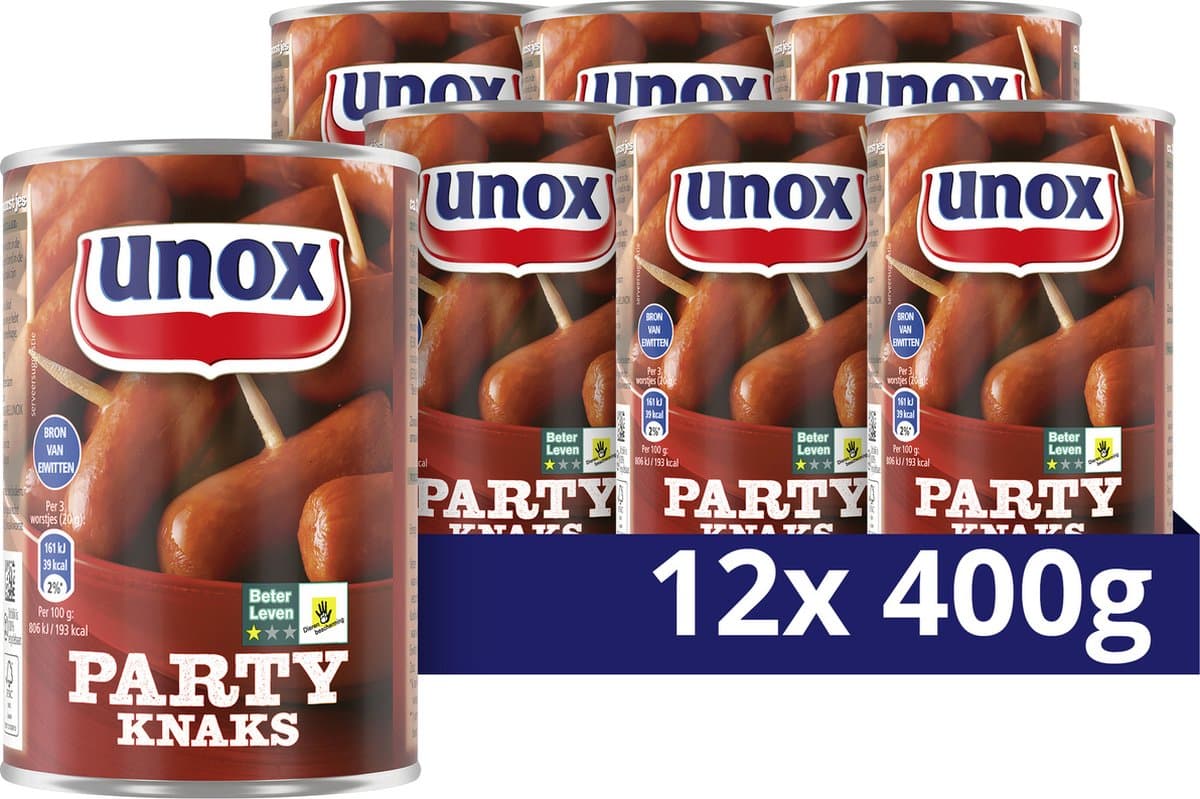 Unox Knakworst - Party Knaks - 12 x 400 g - Voordeelverpakking (EAN: 8720182687630)