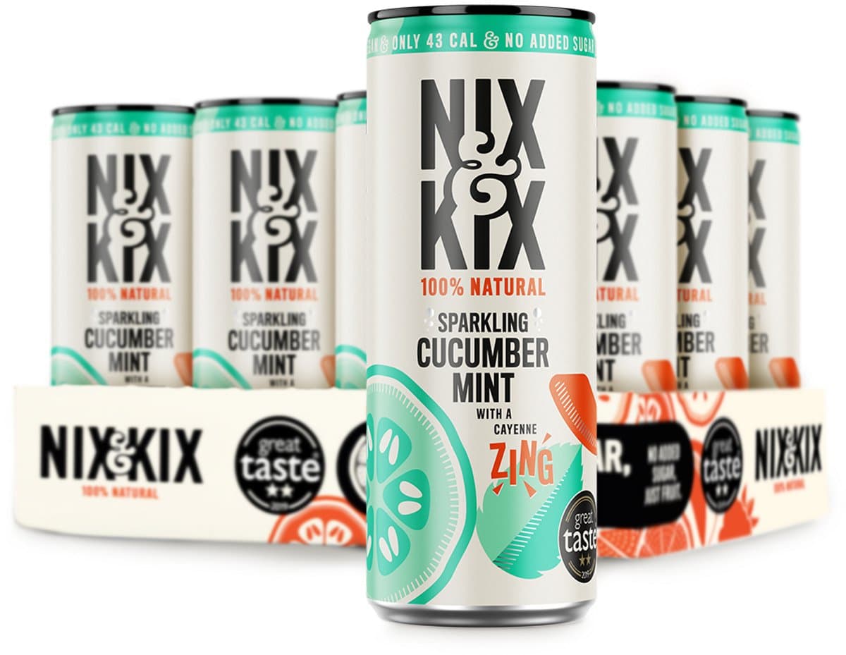 Nix&Kix - Cucumber & Mint - 250 ml - tray 24 blikken | Low Kcal | B-Corp (EAN: 5060433990311)