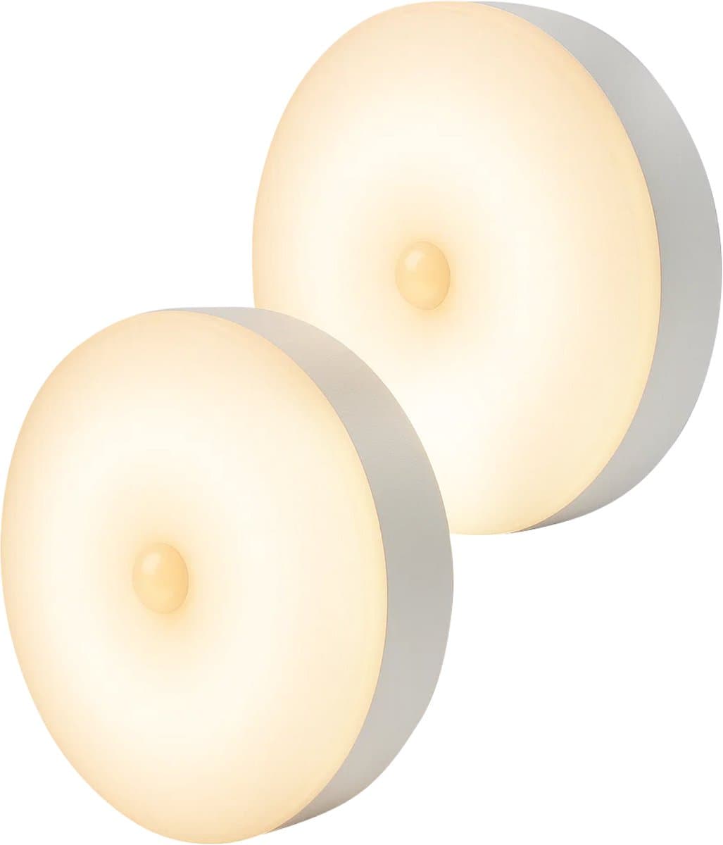 Nuvance Draadloze Ledlamp - 2 Stuks - Nachtlampje - 4 Standen - Magnetisch - Dag & Nacht Sensor - Usb Oplaadbaar - Kastverlichting (EAN: 8720986571654)