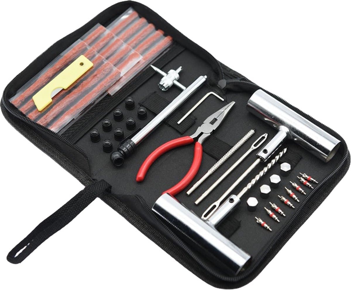Banden Reparatieset - Proppenset - incl. stevige tas - voor Motor, brommer of Auto (EAN: 6097316049032)