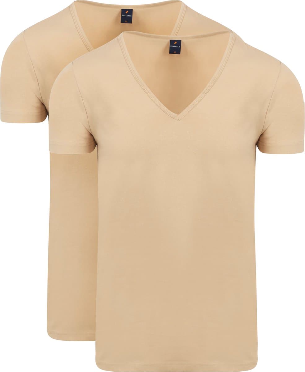 Suitable Vitaru Onzichtbaar Ondershirt Diepe V-Hals 2-Pack - Maat L - Heren met Stretch - Onzichtbare (huidskleur) t-shirts met stretch (EAN: 8720577109846): Eerste indruk luchtig en meegaand