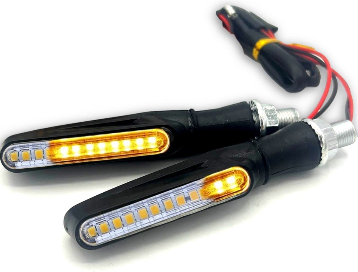 HSXL - 2 stuks LED Motor Richtingaanwijzers Dynamisch - Motorknipperlichten - Universeel - Buigbaar - Dynamische -Knipperlichten - Knipperlampen - Ingebouwd relais - IP68 - BPK (EAN: 8720634951128)