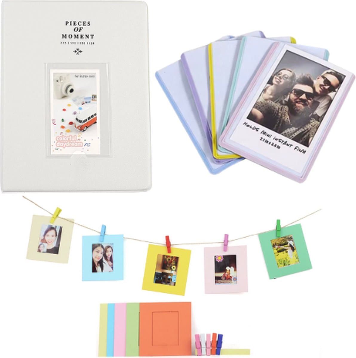 Instax Mini Luxe Accessoires Set | Fotoalbum 65-vaks + 4 Magnetische Fotolijstjes + Fotoslinger | Geschikt voor (o.a.): Fujifilm Instax Mini 12 / 7s / 8 / 9 / 99 / 11 / Evo / 25 / 90 / Link / SP-2 / Film Polaroid | Fotoboek Foto Album Fotoslinger ...