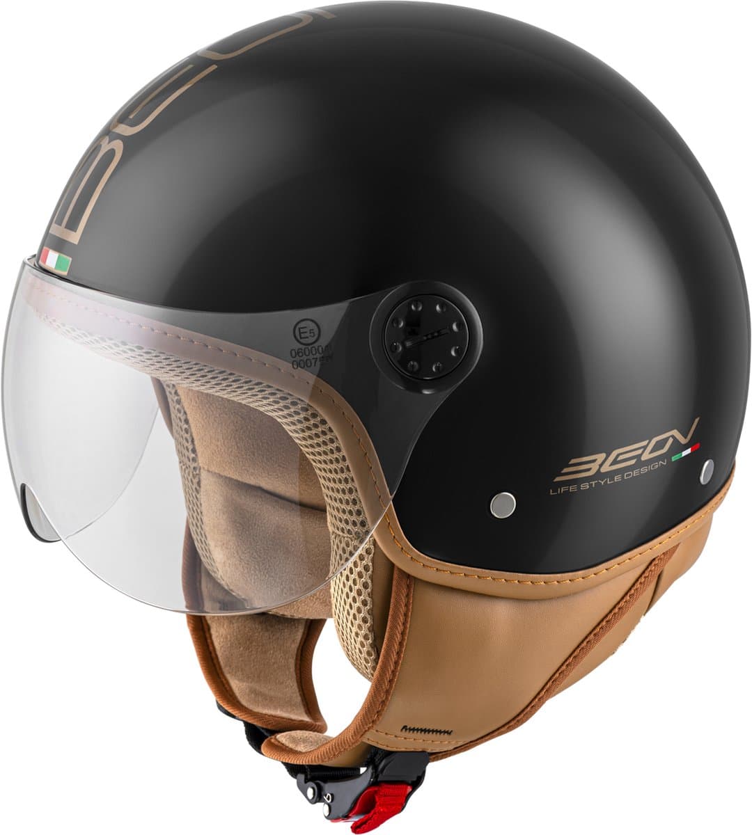 BEON Design Luxe Scooterhelm - Zwart - L - Jethelm met Vizier - Motorhelm - Geschikt voor Vespa, Scooter, Brommer, Motor en Snorfiets (EAN: 8720941400371): Eerste indruk luxe die niet schreeuwt