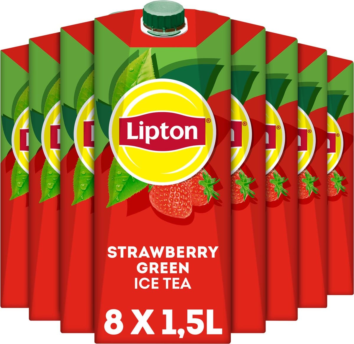 Lipton Ice Tea Green - Strawberry - 8 x 1,5 L - Voordeelverpakking (EAN: 8711327623989): **De Smaak Een Knallervolle Strawberry Punch** 🍓