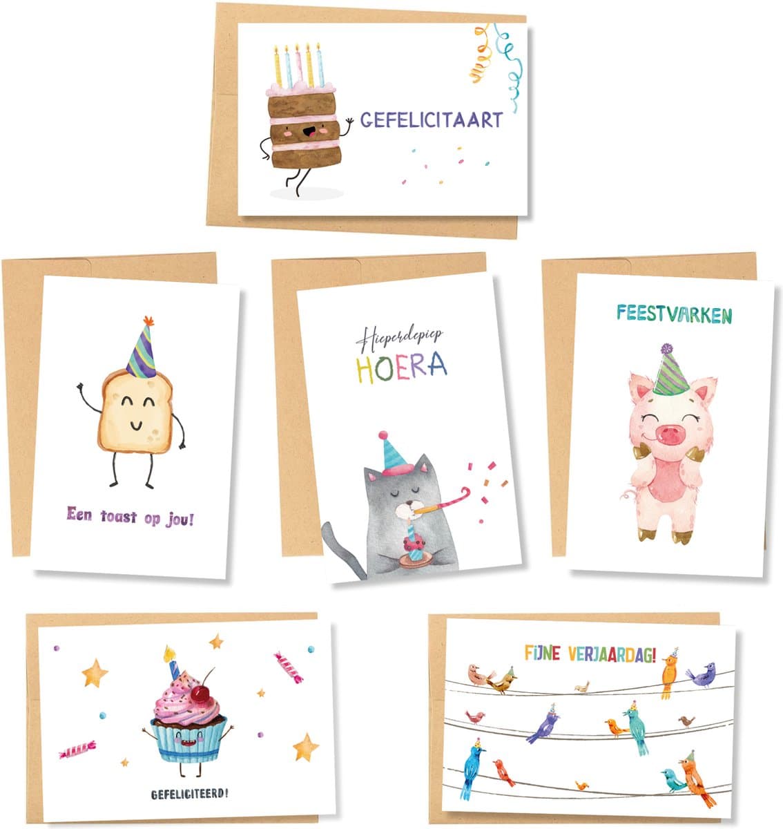 Partizzle 36x Leuke Verjaardagskaarten met Envelop Set - Wenskaarten Versturen - Verjaardag Ansichtkaarten - 15x10 cm - Nederlands / Watercolor Bliss (EAN: 8721139360347): Waarom ik dit setje zo bijzonder vind