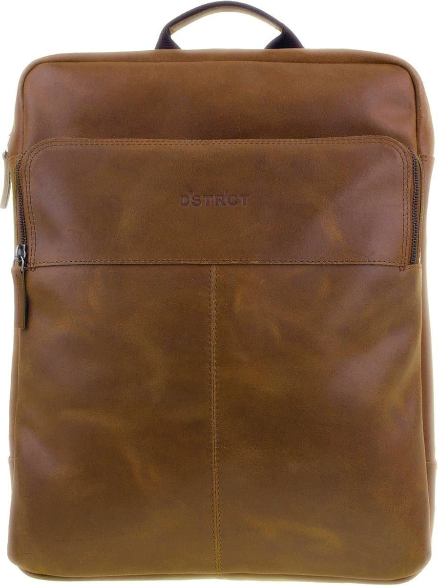 DSTRCT Limited Leren Laptop Rugzak - 15,6 inch Laptoptas - Heren Dames Rugtas - Cognac (EAN: 7433637448465)