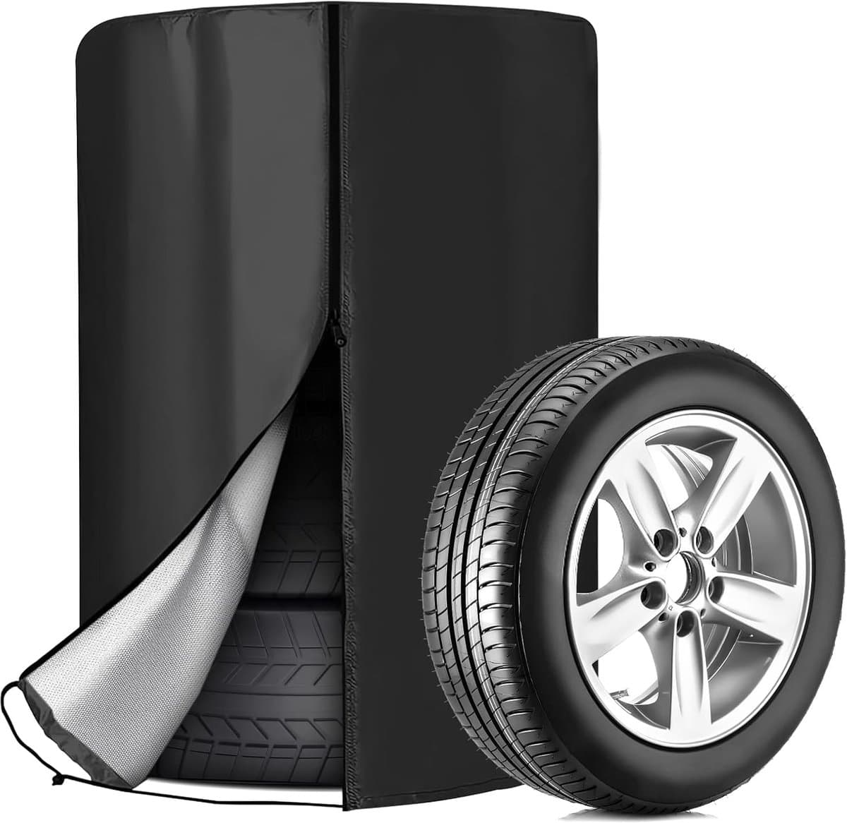 Bandenhoes - 1 stuk - Voor 4 banden - Bandenopslag - 420D - 73*110cm - Autobandentas - Hoes voor autobanden – Waterdicht - Zonwerend - Stofdicht - Autobandenhoes - Winterbandenhoes - Zwart (EAN: 7354185334836)