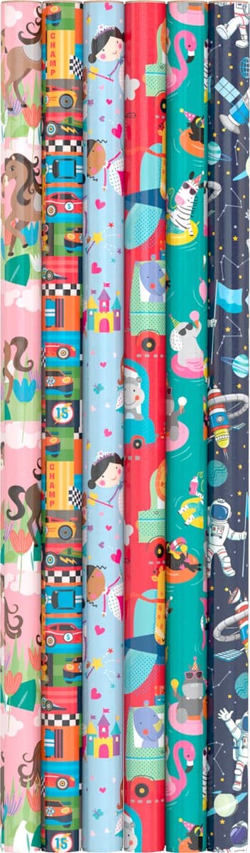Inpakpapier met Figuren - 70 x 200cm - 5 Rollen (EAN: 8721154451389)