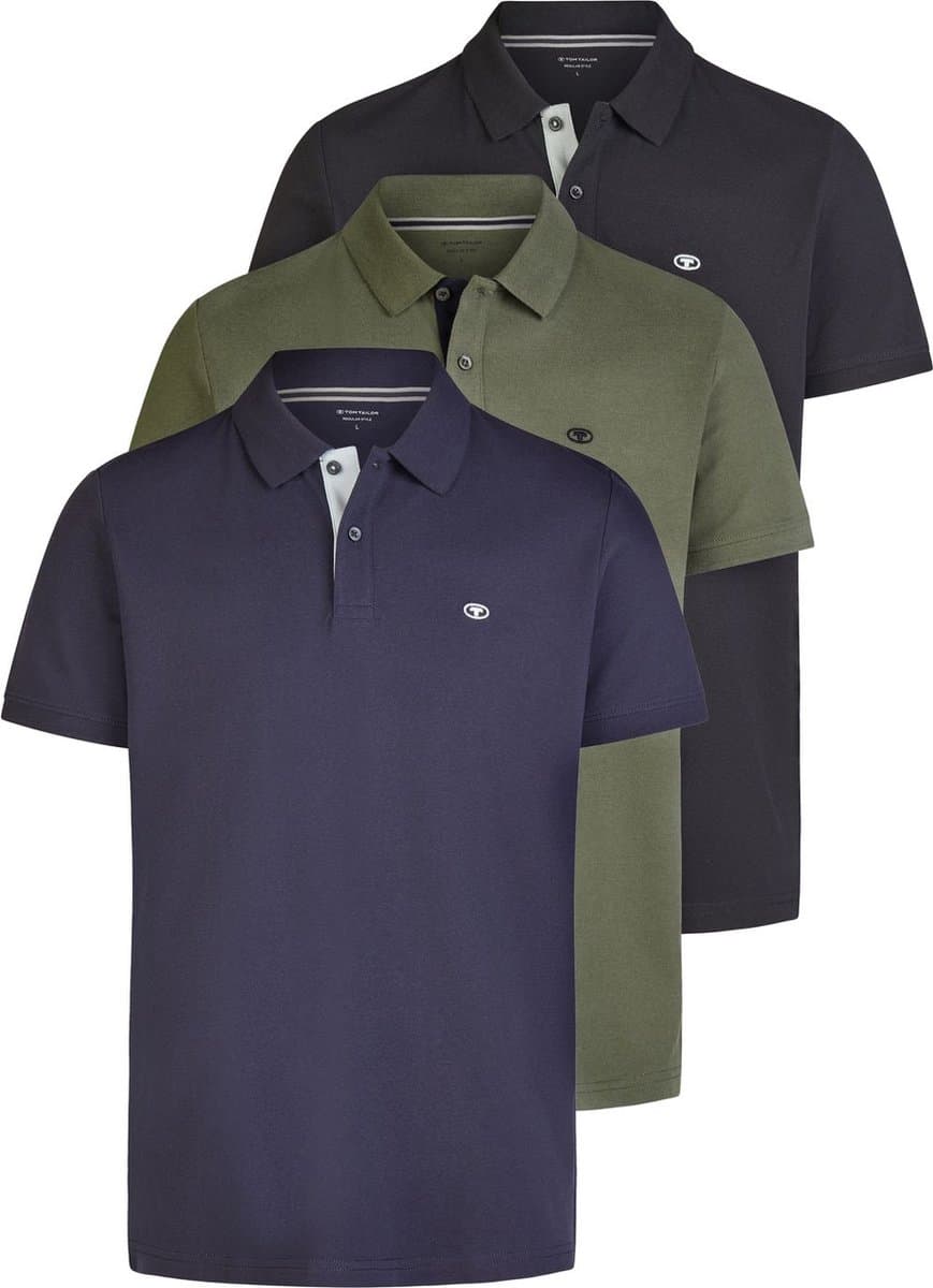 Tom Tailor Heren Polo Poloshirt 3-Pack regular fit Veelkleurig XL Volwassenen - gemaakt van 100% katoen (EAN: 4068128452053)