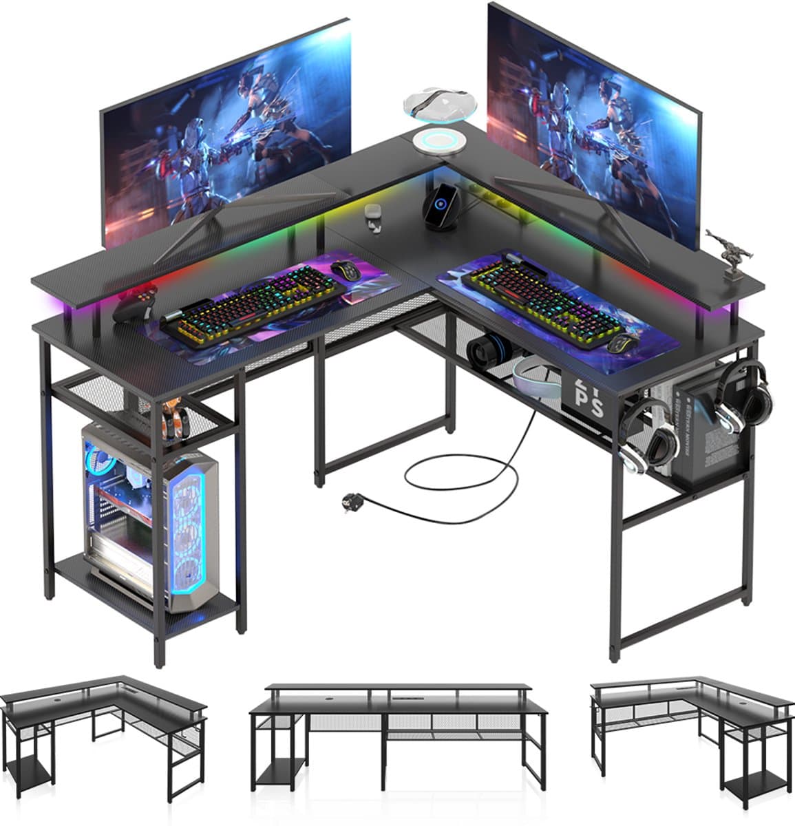 Gaming Bureau met LED Verlichting - 136x118x88 cm - L-Vormig Hoekbureau met Stopcontact - Stopcontact - Gaming Desk - Computer Tafel - Gaming Tafel - Zwart Bureau voor Gamen, Studeren en Werken (EAN: 8711727397862): Waarom ik meteen verliefd werd