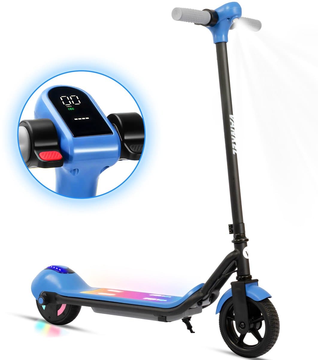 Kinder Elektrische Step - Geschikt voor 6+ Jaar - 14 km/u - Actieradius 8 km - Met Bluetooth & RGB Verlichting - Elektronische Rem - Zwart (EAN: 6006143297141)