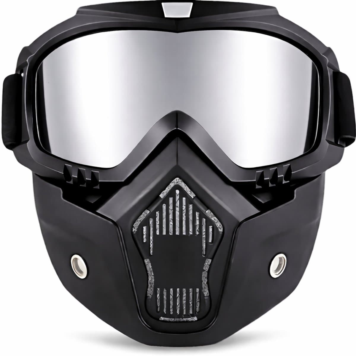 Motor Masker – Ski Bril – Scooter – Helm – Snowboardbril – Airsoft Masker – Multifunctioneel – Zwart / Spiegel Vizier– Gezichtsbescherming met Goggle – Anti-Fog Lens – Verstelbare Band – One Size – Voor Motor, Wintersport en Outdoor Gebruik (EAN: ...