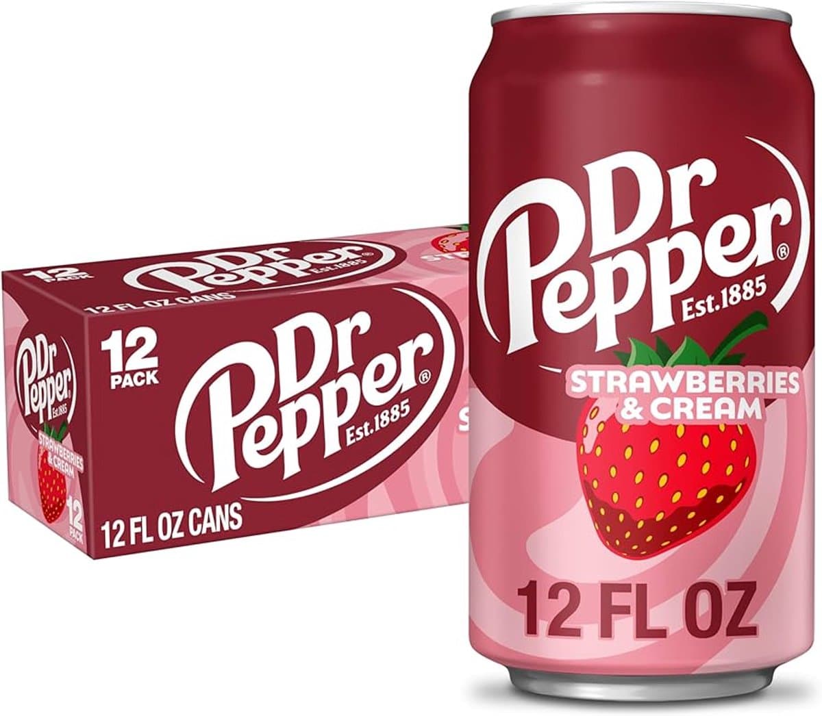 Dr. Pepper - Strawberries & Cream - frisdrank uit de USA - 12 x 0,355 Liter blik (EAN: 8721249961519)