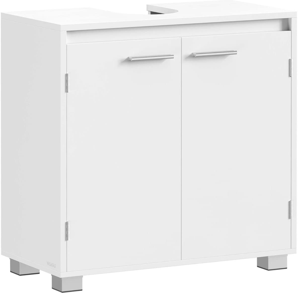 Wastafelkast Badkamer opbergkast Zonder wastafel Verstelbare legplank achter de deur Geschikt voor wastafels zonder zuil Stevig en duurzaam houten frame Modern minimalistisch design Geschikt voor badkamer en toilet 30 x 60 x 60 cm Wit (EAN: 425590...