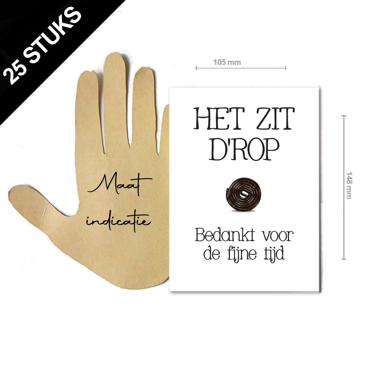 25 stuks wenskaarten afscheid ''het zit drop bedankt voor de fijne tijd'' - enkele A6 kaarten zonder enveloppen - Afscheid school pensioen collega's - wenskaarten bedankjes met drop maken - Bedanken medewerkers personeel collega's juffen meesters ...