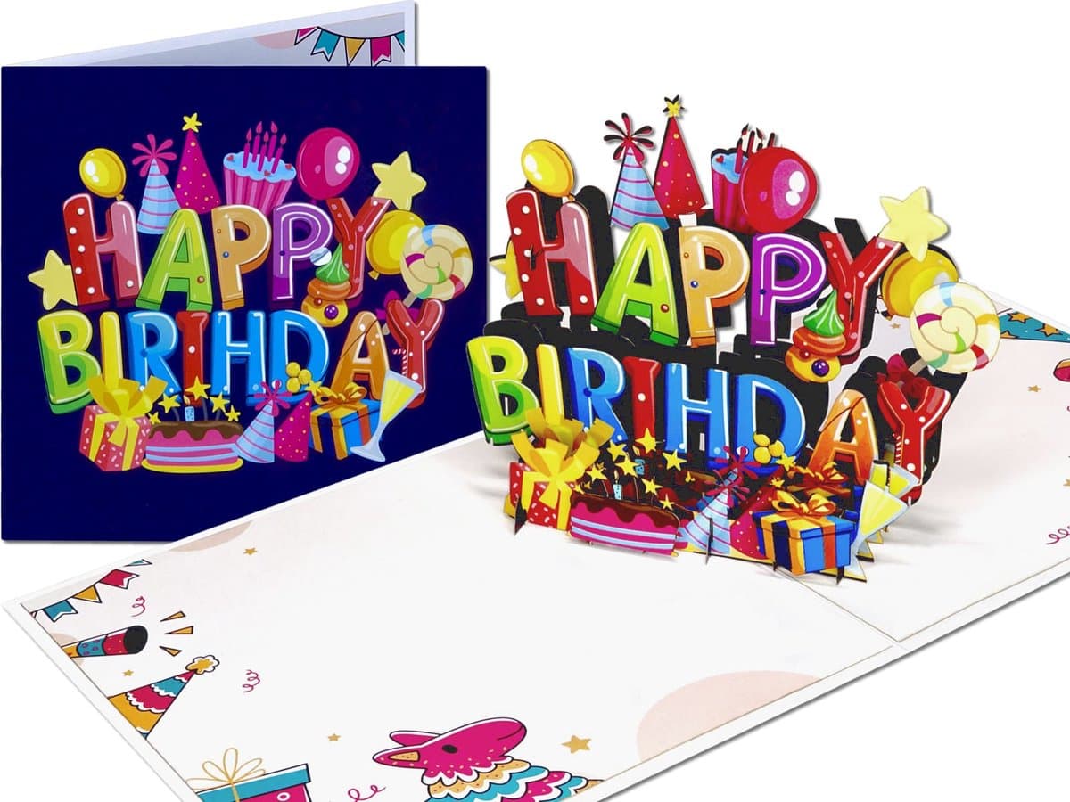 Popcards pop-up kaart - Happy Birthday Vrolijke Verjaardagskaart Jarig Verjaardag 3D kaart wenskaart (EAN: 4805388553355)