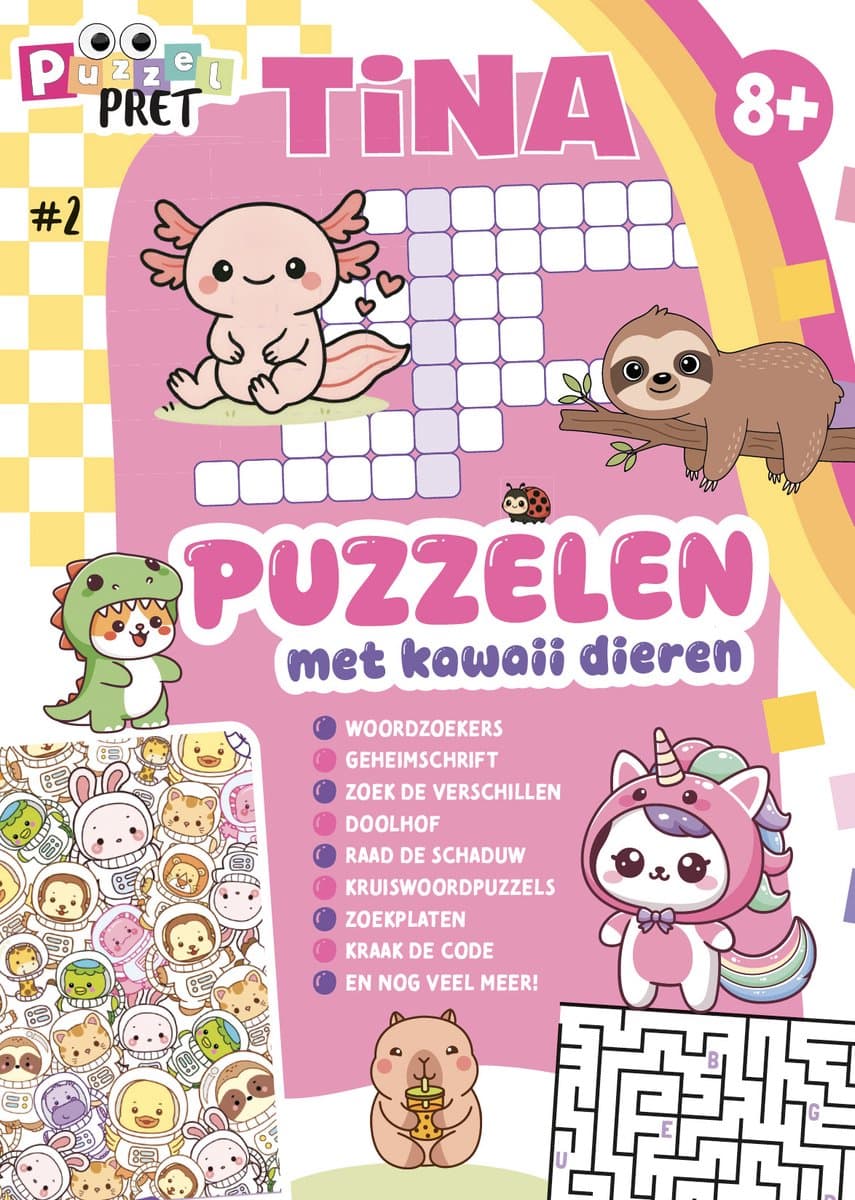 Tina Puzzelpret 2 - Puzzelboek - Puzzelboek Kinderen - Kawaii - Puzzelboeken - Sudoku Kinderen - Puzzelen - Puzzels - Puzzel - Puzzel boek - Speelgoed - Knutselen - DIY - Breinbreker - Meisje - Vakantieboek - Knutselen Meisjes - Winterboek - Raads...
