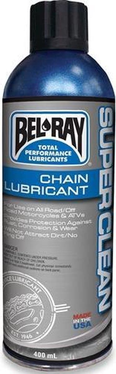 Bel-Ray Super Clean Chain Lube - stoot vuil en water af - 400 milliliter (EAN: 0690509200690)