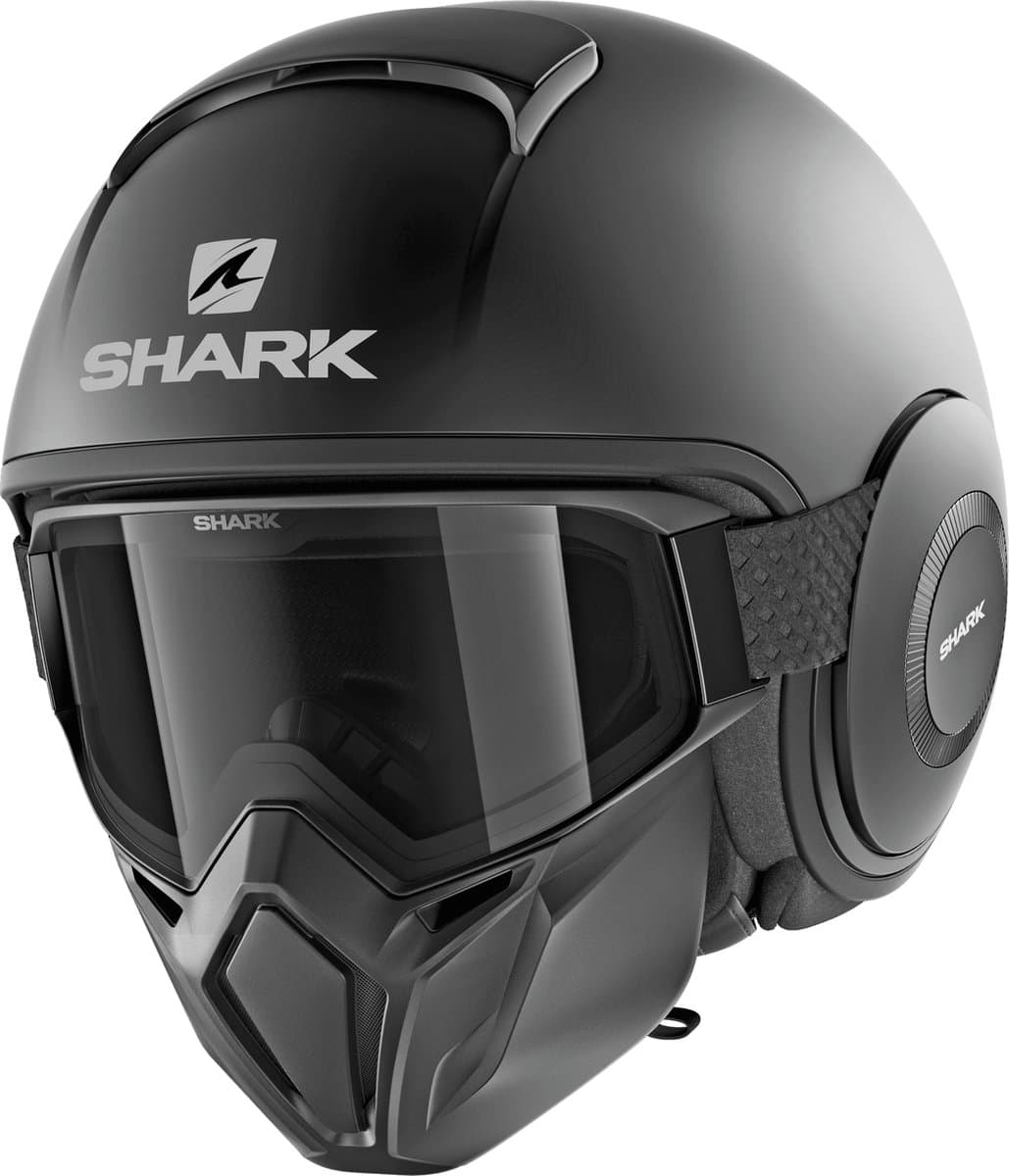 SHARK STREET DRAK BLANK Motorhelm jethelm MAT  Zwart- Maat XS (EAN: 3664836133492)