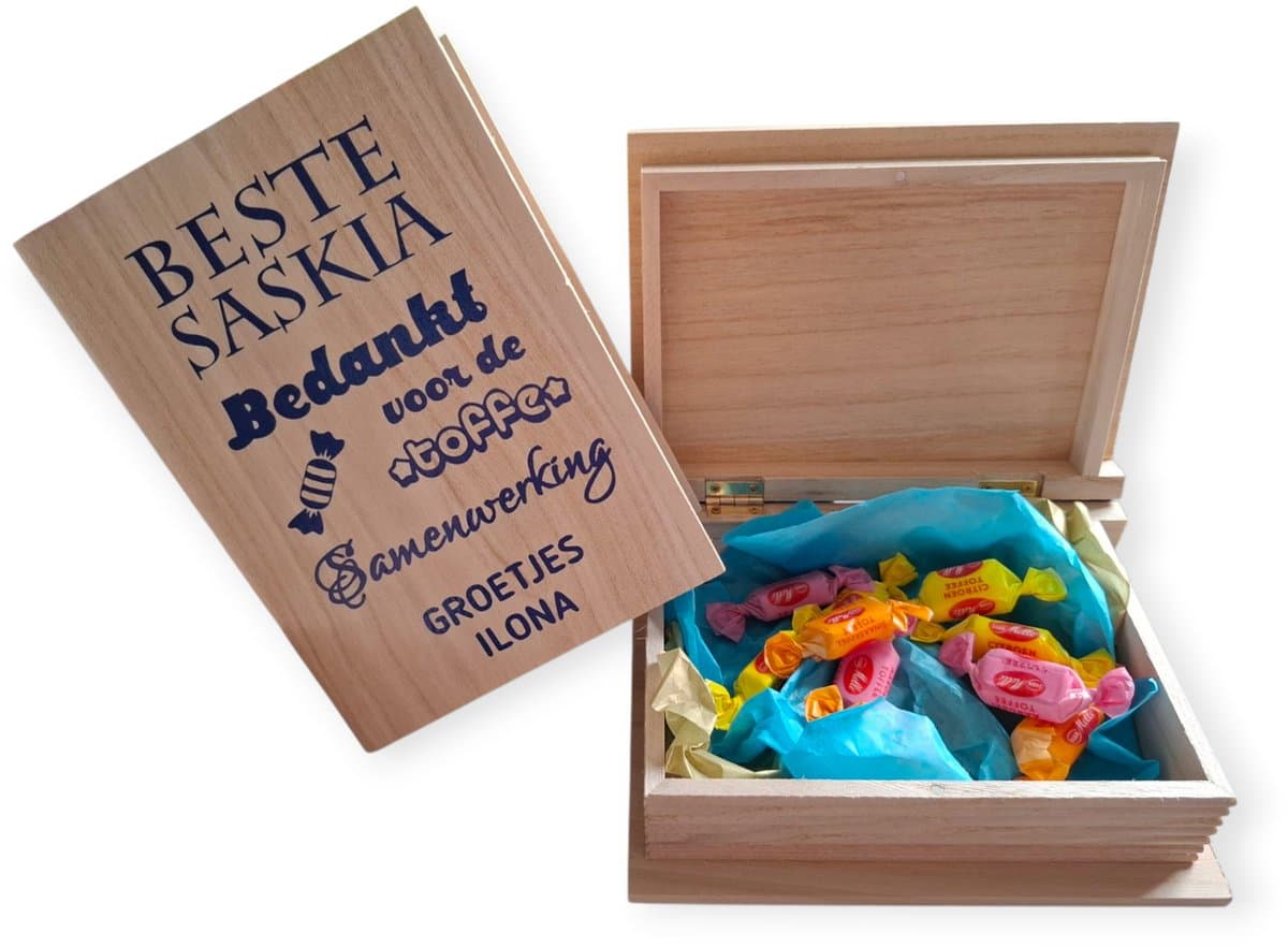 Boek afscheid collega cadeau idee BEDANKT boek tofste met toffees samenwerking bedankje blauw vertrek kantoor werk (EAN: 6013724034002)
