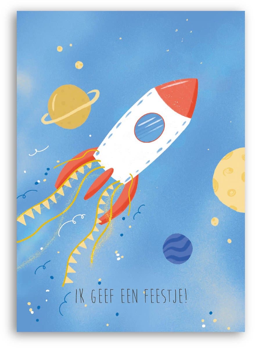 Uitnodiging kinderfeestje jongens - 12 stuks - Enkele kaart - Verjaardagsfeestje ruimte thema (EAN: 6152307644686): Tot een goede uitspraak de stukjes zijn precies waar ze moeten zijn!