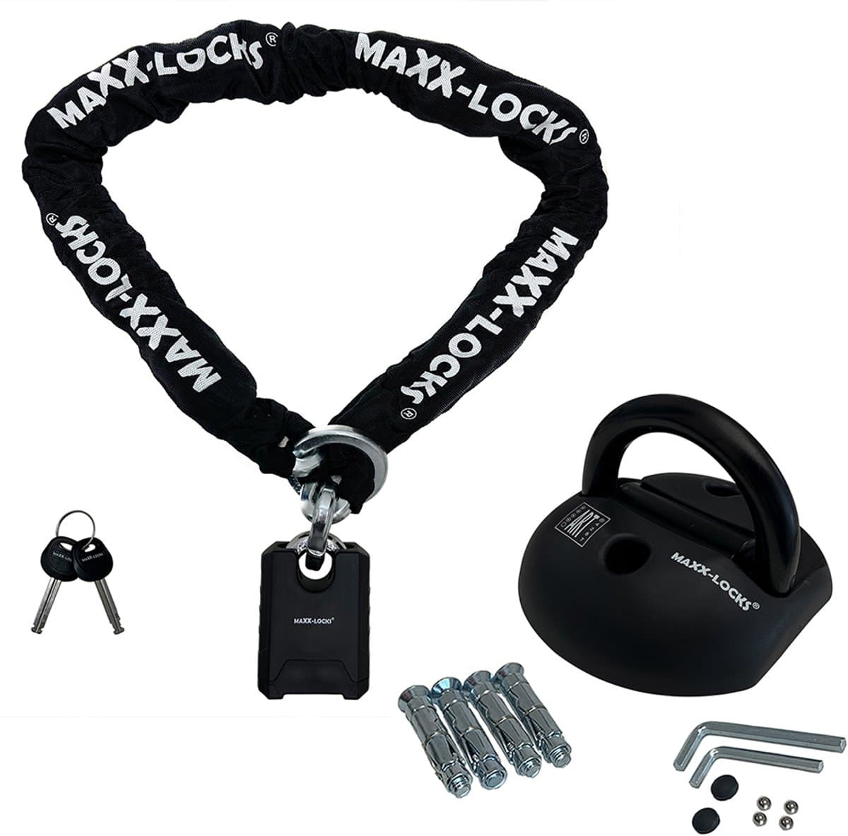 Maxx-Locks Gore - Motorslot ART 5 + ART 4 Muuranker - Kettingslot voor Scooter en Motor - Art5 Slot met Gehard Stalen Schakels - 150cm (EAN: 8721249615474)