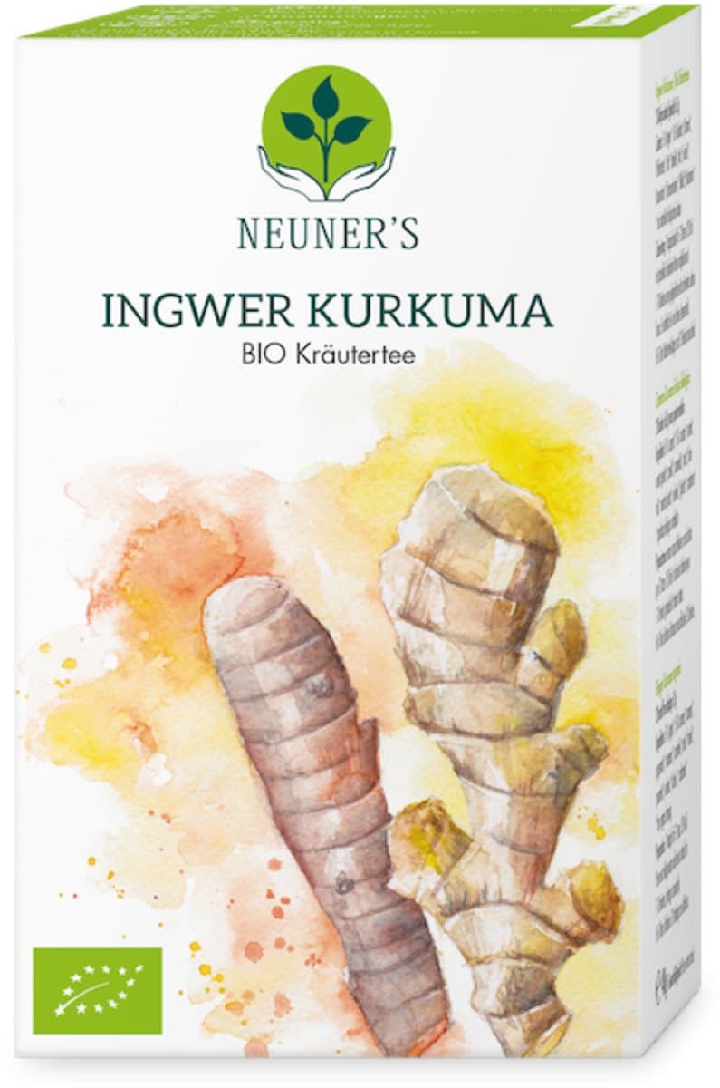 Neuner's Gember kurkuma thee, Puur Natuurlijk - 1 doosje x 20 zakjes, biologische kruidenthee. (EAN: 9003035095806)