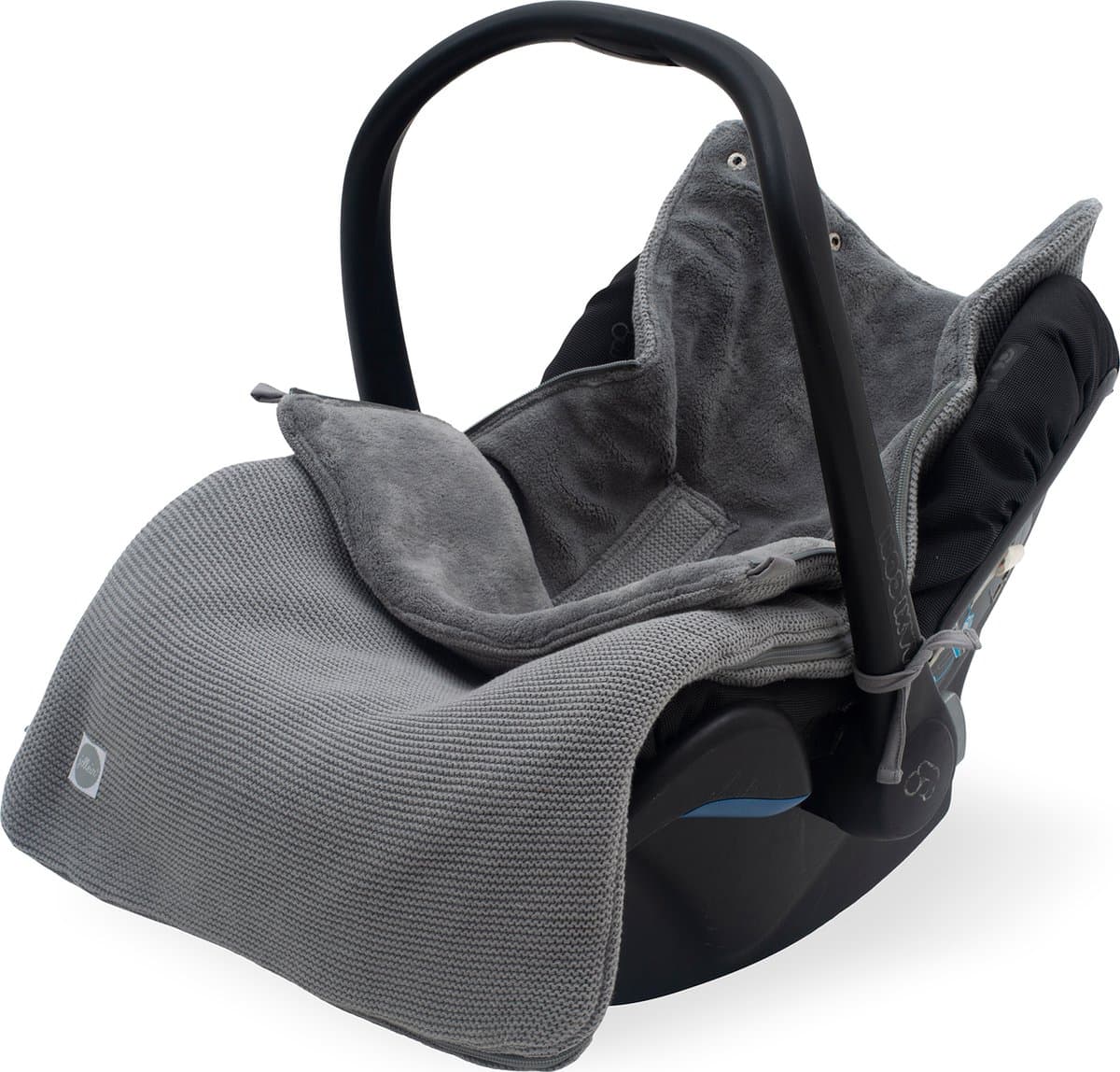 Jollein - Voetenzak voor Autostoel & Kinderwagen (Stone Grey) - Basic Knit - Katoen - Polyester - Footmuff Kinderwagen of Autostoel - 42x82cm (EAN: 8717329355422)