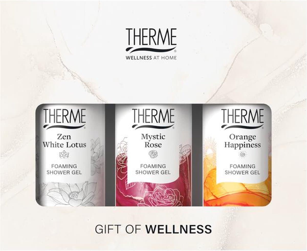 THERME Gift of Wellness 3 x 50 ml - geschenkset - Foaming Shower Gel (EAN: 8714319250866): "Ik hoor alleen maar geweldige dingen over dit setje in de community, maar ik wil ook jouw mening horen!" 📩