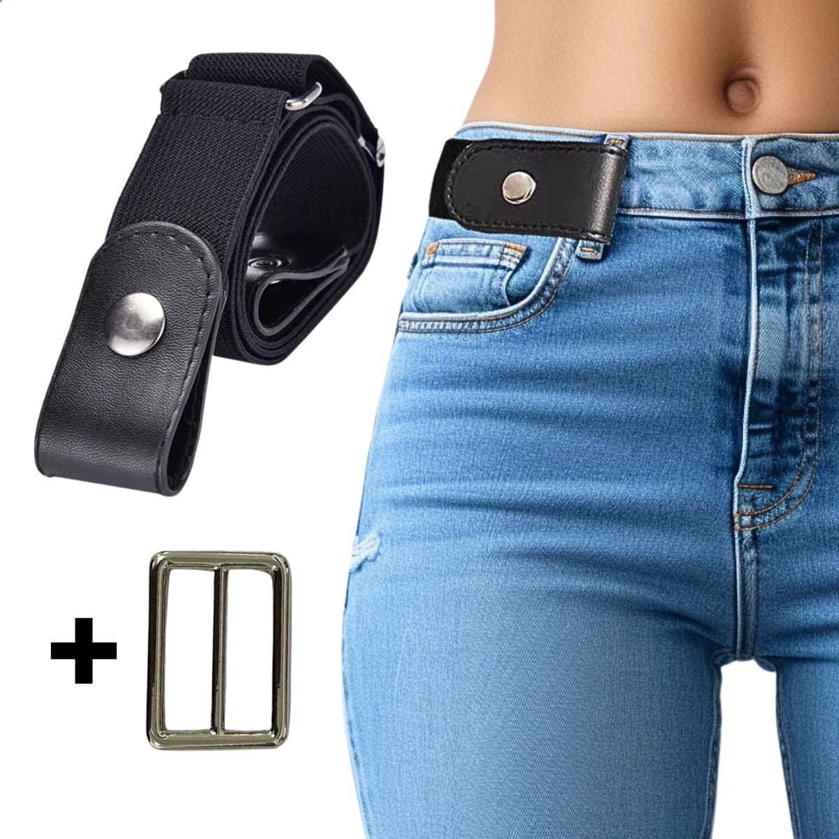 RENALUX - Elastische Riem zonder Gesp Dames en Heren - Update Versie van de Gespvrije Riem - Riem zonder Gaatjes - Elastische Riemen - Stretch Riem - Elastische Tailleriem Dames - Zwart (EAN: 8721055600107)