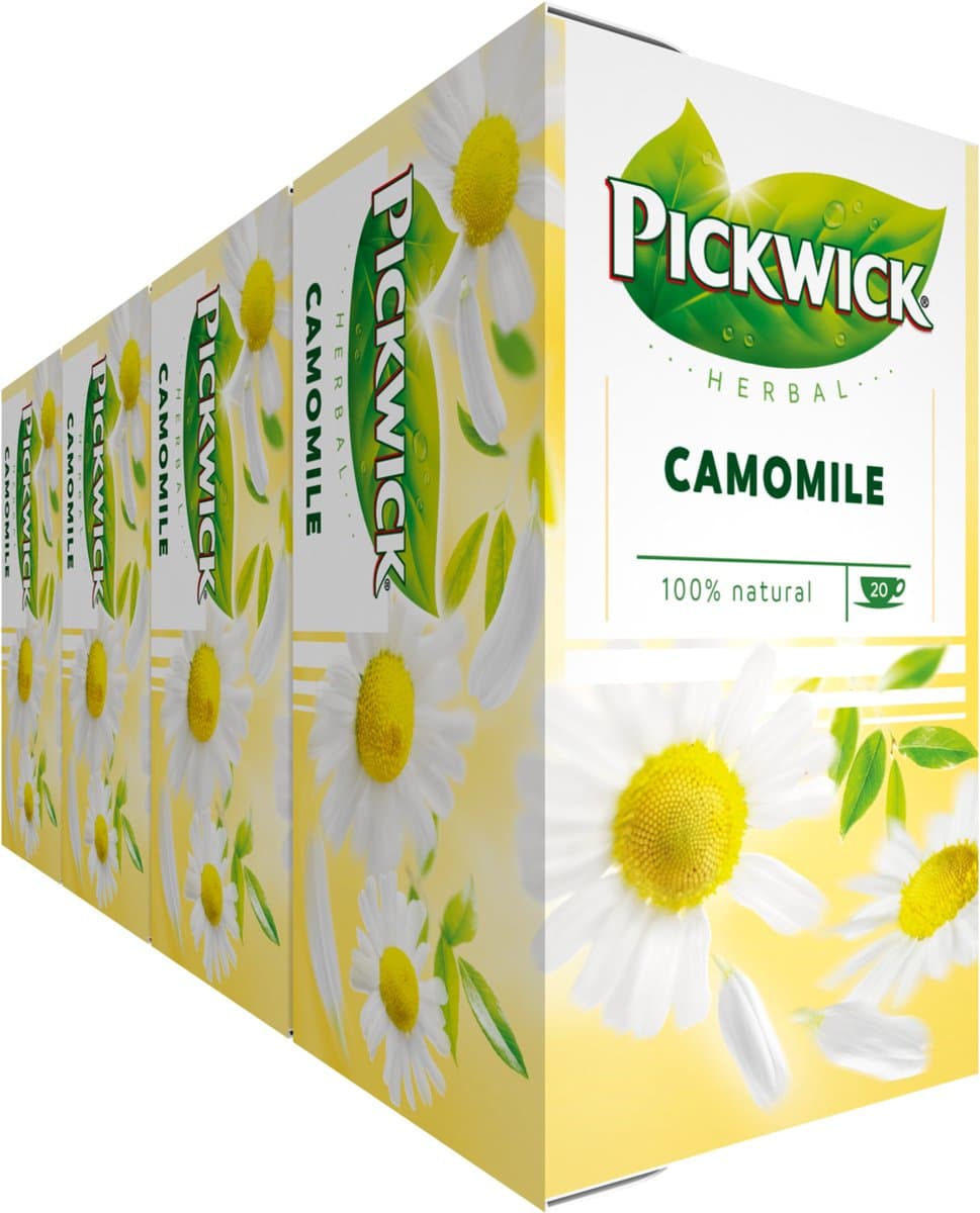 Pickwick Camomile Kruidenthee - 4 x 20 theezakjes (EAN: 8711000419816): **Waarom camomile**