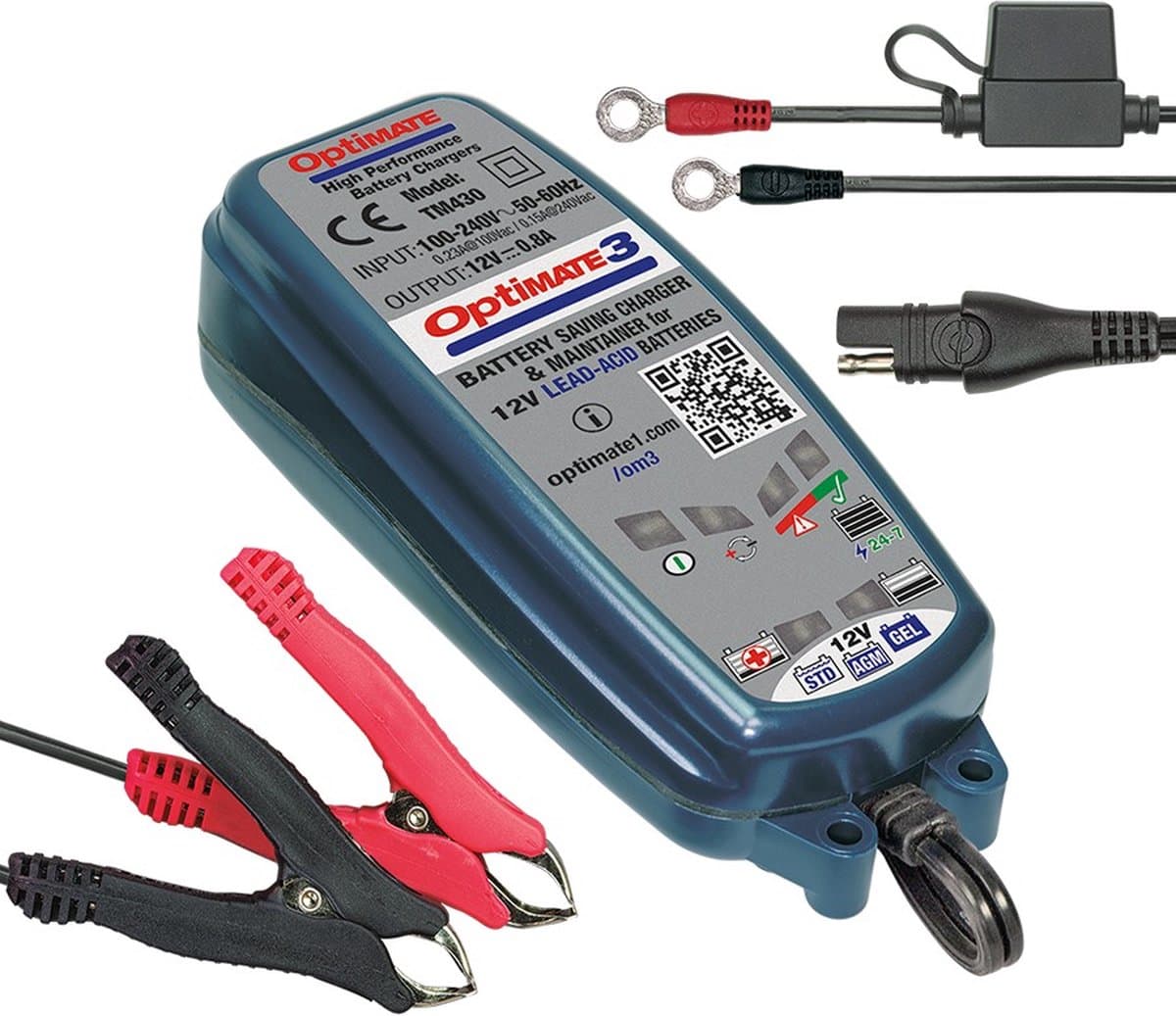 Tecmate Optimate 3 Acculader 12V 0.8A Batterijlader (EAN: 5425006145305)