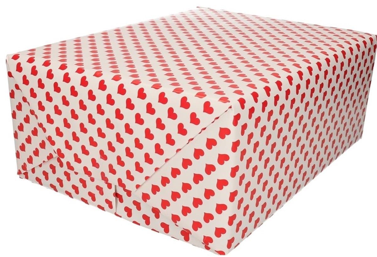 Verjaardag inpakpapier / Cadeaupapier hartjes print 31 x 69 cm rol /  Verjaardag kadopapier / Cadeaupapier (EAN: 8720147713428)