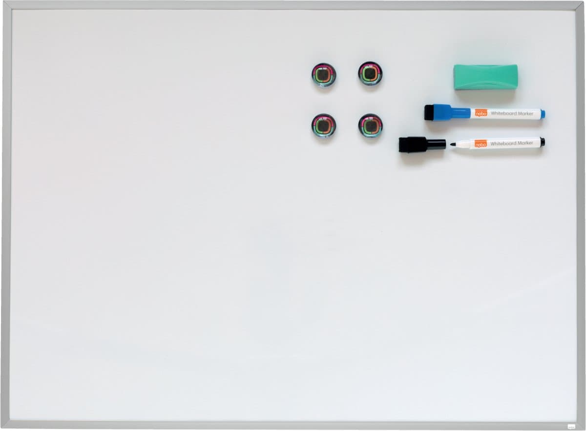 Nobo Magnetisch Whiteboard met Aluminium Lijst - 58,5 x 43cm - Inclusief Markers, Magneten en Wisser - Wit (EAN: 5028252344340): **De Eerste Indruk Compact en Stijlvol**