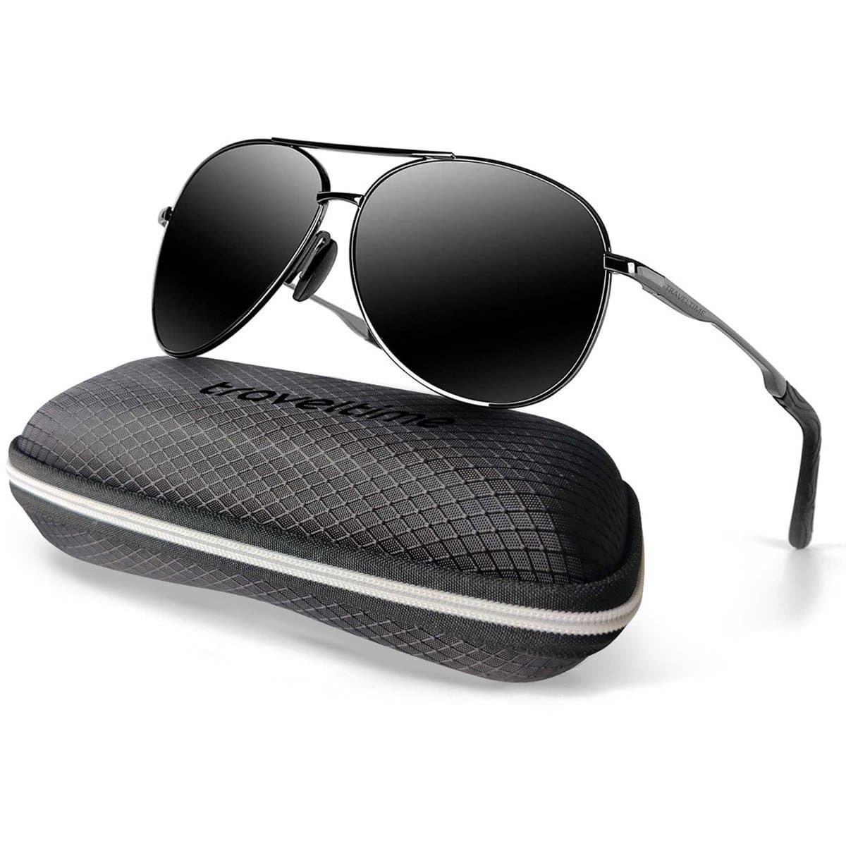 Traveltime® - Piloten Zonnebril - Gepolariseerd - Dames / Heren - Unisex - met Volledig Cadeaupakket - Zwart (EAN: 8720618670960)