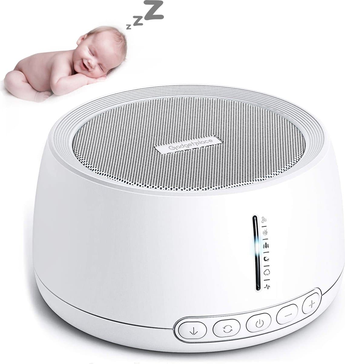 White Noise Machine met 30 geluiden - Voor baby & volwassenen - Witte Ruis - Slaaphulp - Slaaptrainer - Slaap geluidsmachine (EAN: 8720256611479)