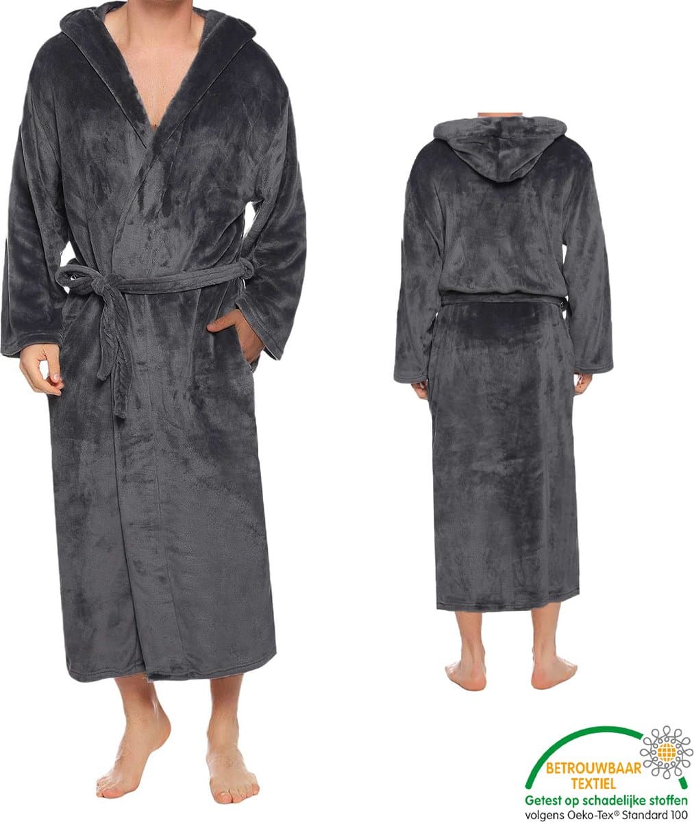 Sorprese Soft - Badjas - Maat L/XL - Antraciet - Ultra Zacht en Warm - Microvezel - Badjas Heren - Badjas Dames - Sauna - Cadeau - Oeko-Tex Standard 100 (EAN: 8721025805839)