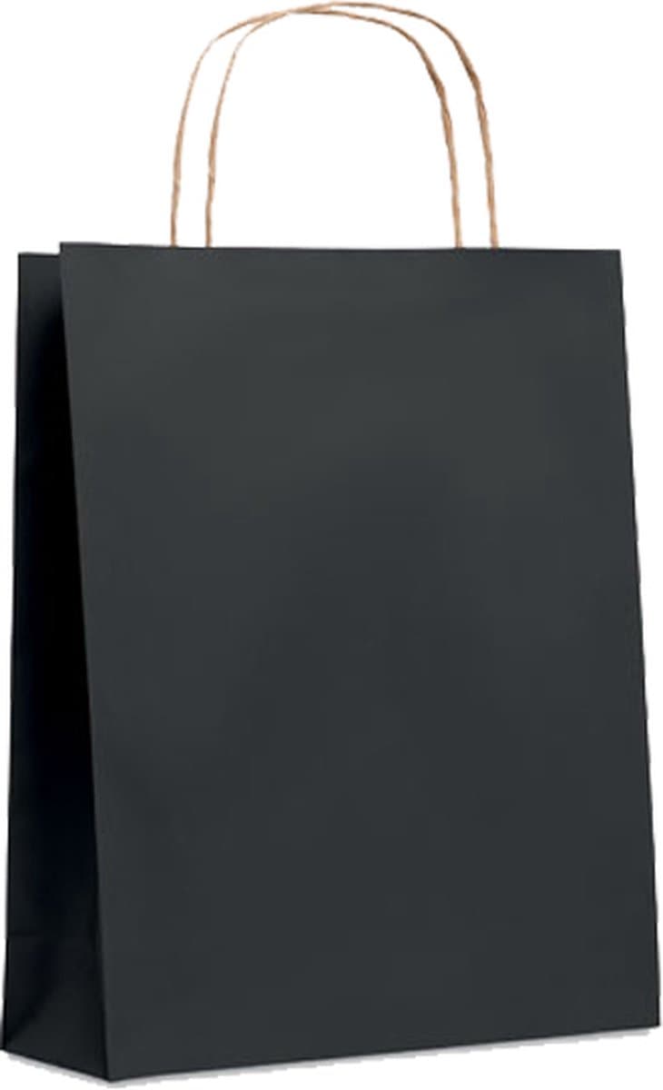 Geschenktas - Cadeauverpakking - Cadeautas - Giftbag - Tasje - Papier - 18 x 21 cm - zwart - 1 Stuk (EAN: 8719941051492)