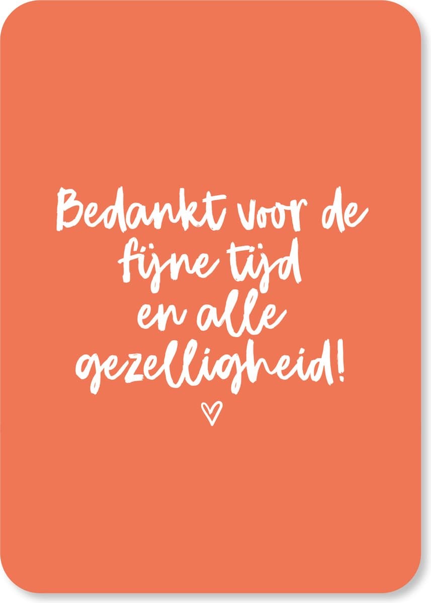 Wenskaart Bedankt voor de fijne tijd en alle gezelligheid - 10 stuks - A6 - Rood - Kaartenset - Afscheid Collega - Thank you kaartjes (EAN: 9506649815759)