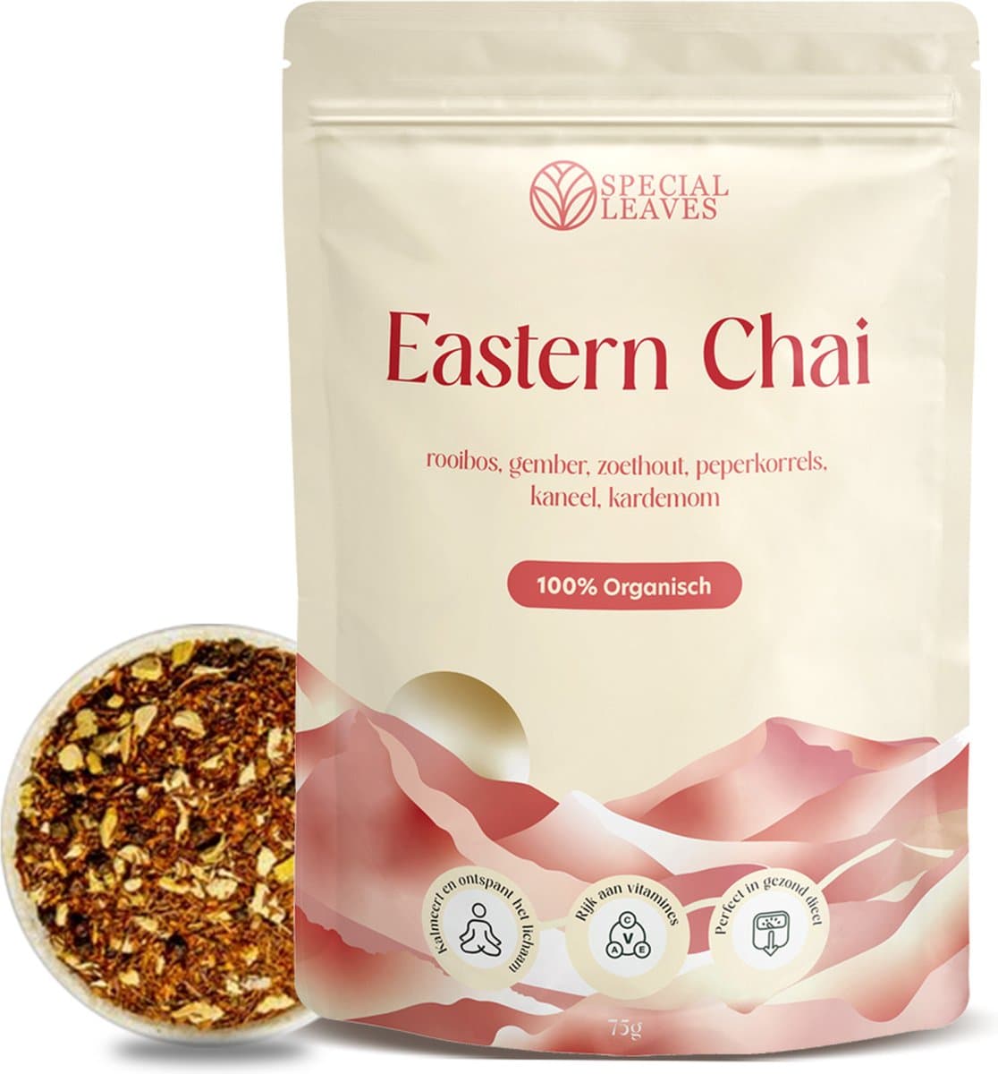Special Leaves - Losse Thee - Chai Latte - Kruidige Rooibos Thee Met Gember En Kaneel - 75 gram - Verse Thee - Eastern Chai - Kerst Thee (EAN: 8721161403005)