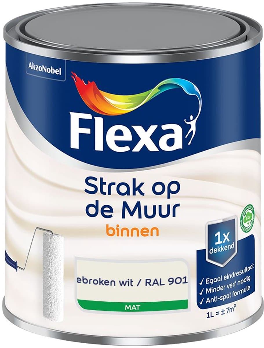 Flexa - Strak op de Muur Binnen Muurverf Mat - Gebroken wit / RAL 9010 - Mengverf - 1 L (EAN: 8711113602556): De zoektocht naar het perfecte wit
