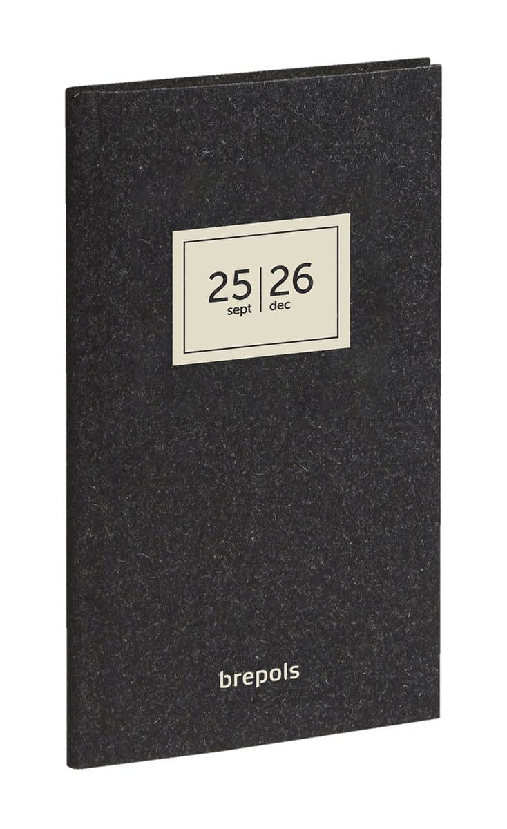 Brepols agenda 2026 - 16Maanden - Interplan - ESSENZ - Schoolagenda - 1 week op 2 pagina's - Semi-soepele omslag - Weekoverzicht - Antraciet - 9 x 16 cm - september 2025 tm december 2026 (EAN: 5412303122016)