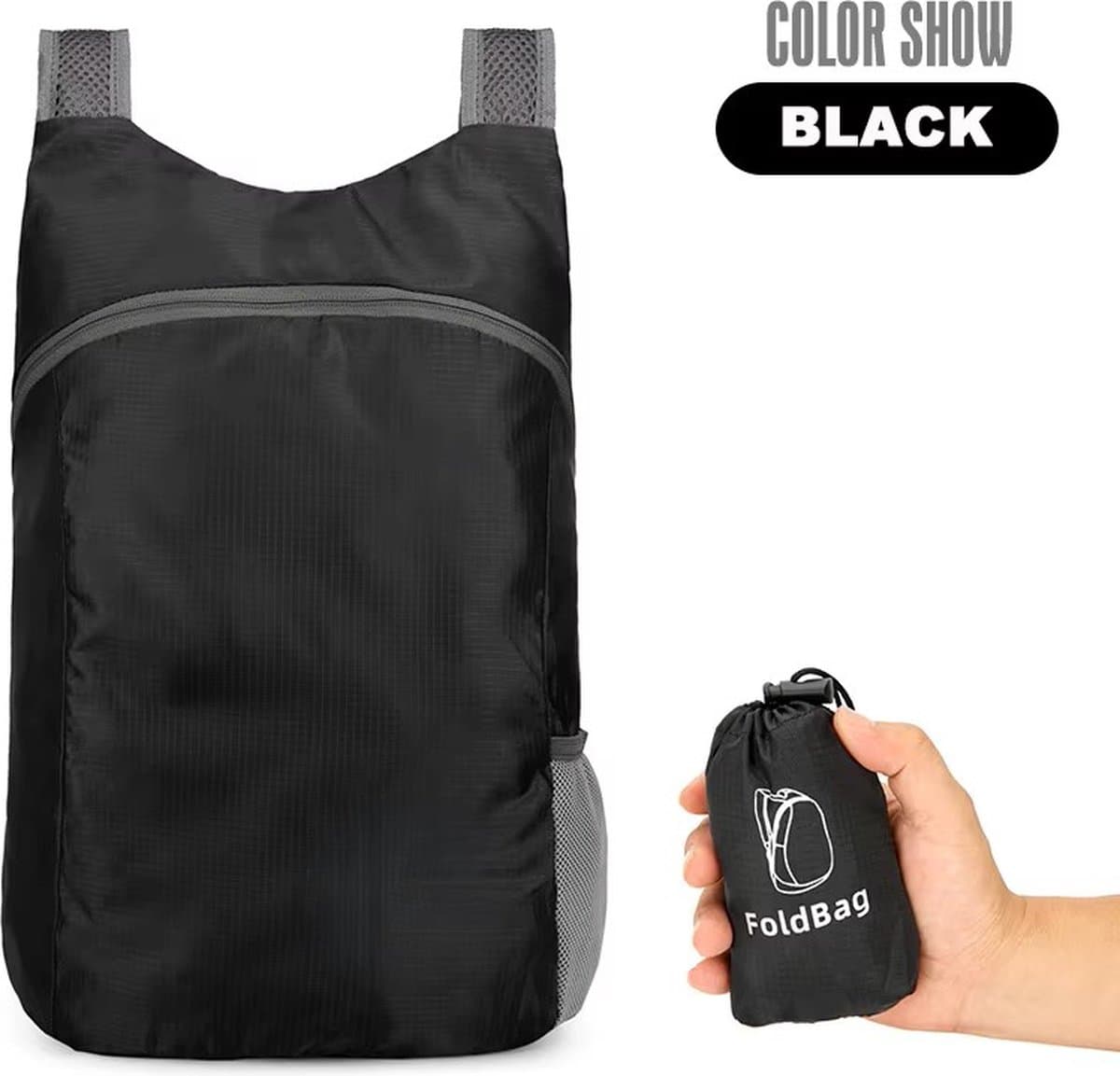 Rugtas - Rugzak - Opvouwbaar Lichtgewicht - Rugzak Heren en Dames Outdoor - Backpacken - Camping - Spatwaterdicht - Schooltas - Wandelen - Reizen - Zwart (EAN: 8720618672476): Een rugzak die je niet ziet, maar wel voelt