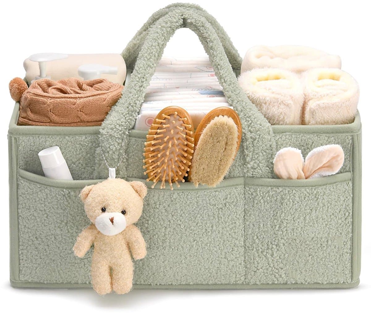 Luiertas - Luiermand - Luiermandje - Speelgoedmand - Luiermand voor Babykameraccessoires - Luier Organizer - Opbergmand voor babyluiers en doekjes - Organizerr - Kraamcadeau - Lichtgroen (EAN: 9193396594435)