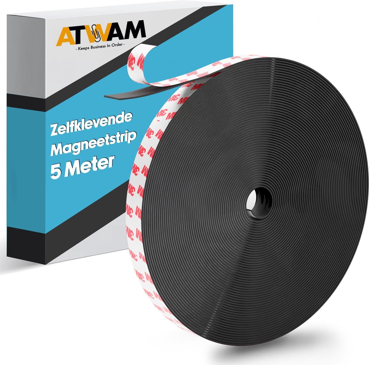 ATWAM Magneetband met Plakstrip - 5 Meter Lang - Magneetstrip - Magneet Tape - Magnetisch Tape - Zelfklevend - Zwart (EAN: 8720174771835)