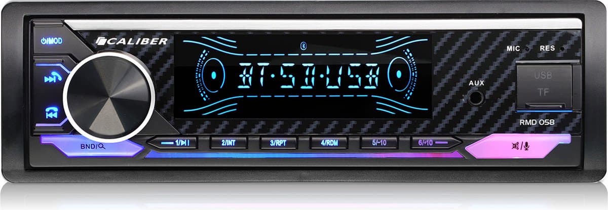 Caliber Autoradio - Autoradio met Bluetooth - 4 x 100W - 1 din - Multicolour Display - Handsfree bellen - FM Radio - USB Oplaadpoort (EAN: 8714505049984)